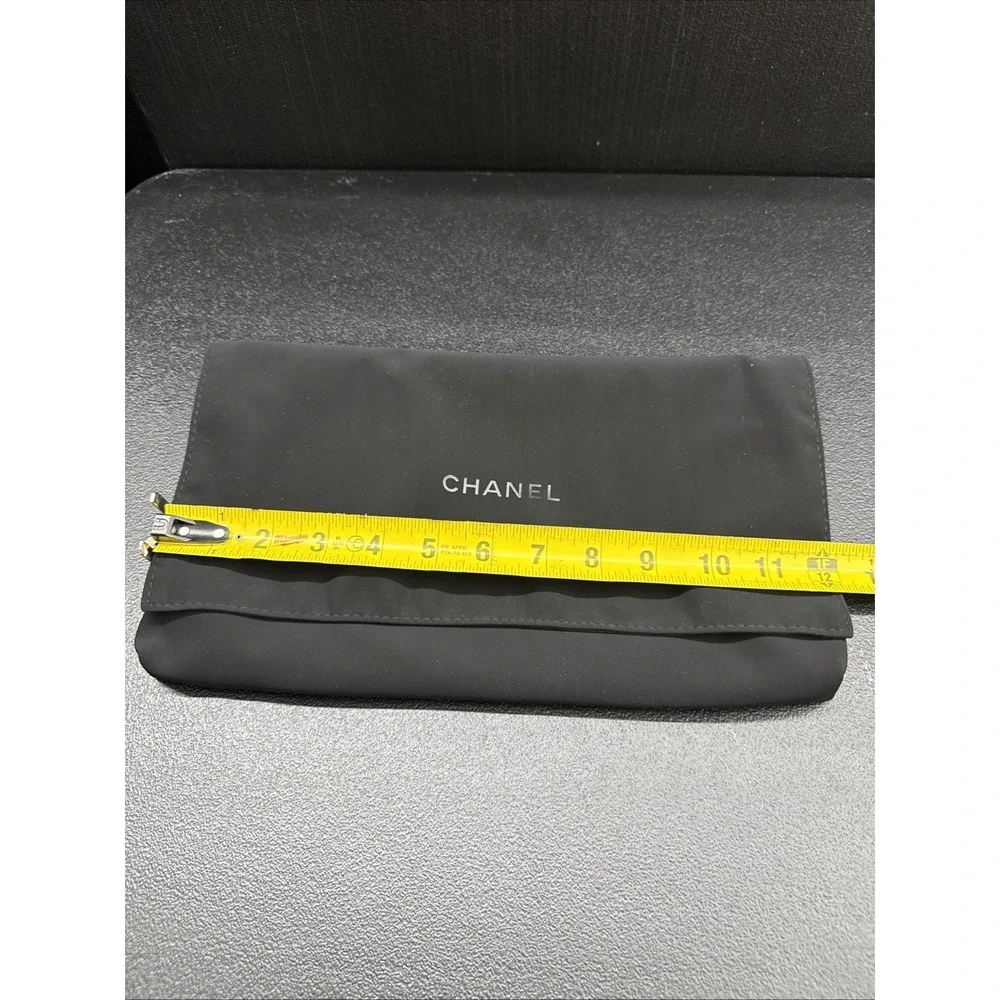 Chanel Jewelry Storage Pouch Black Faux Velvet Flap 12.5x8